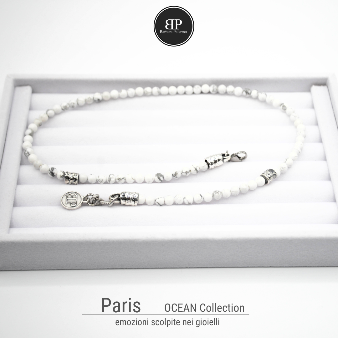 Paris: collana con pietre bianche Howlite