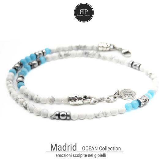 collana pietre azzurre e bianche madrid
