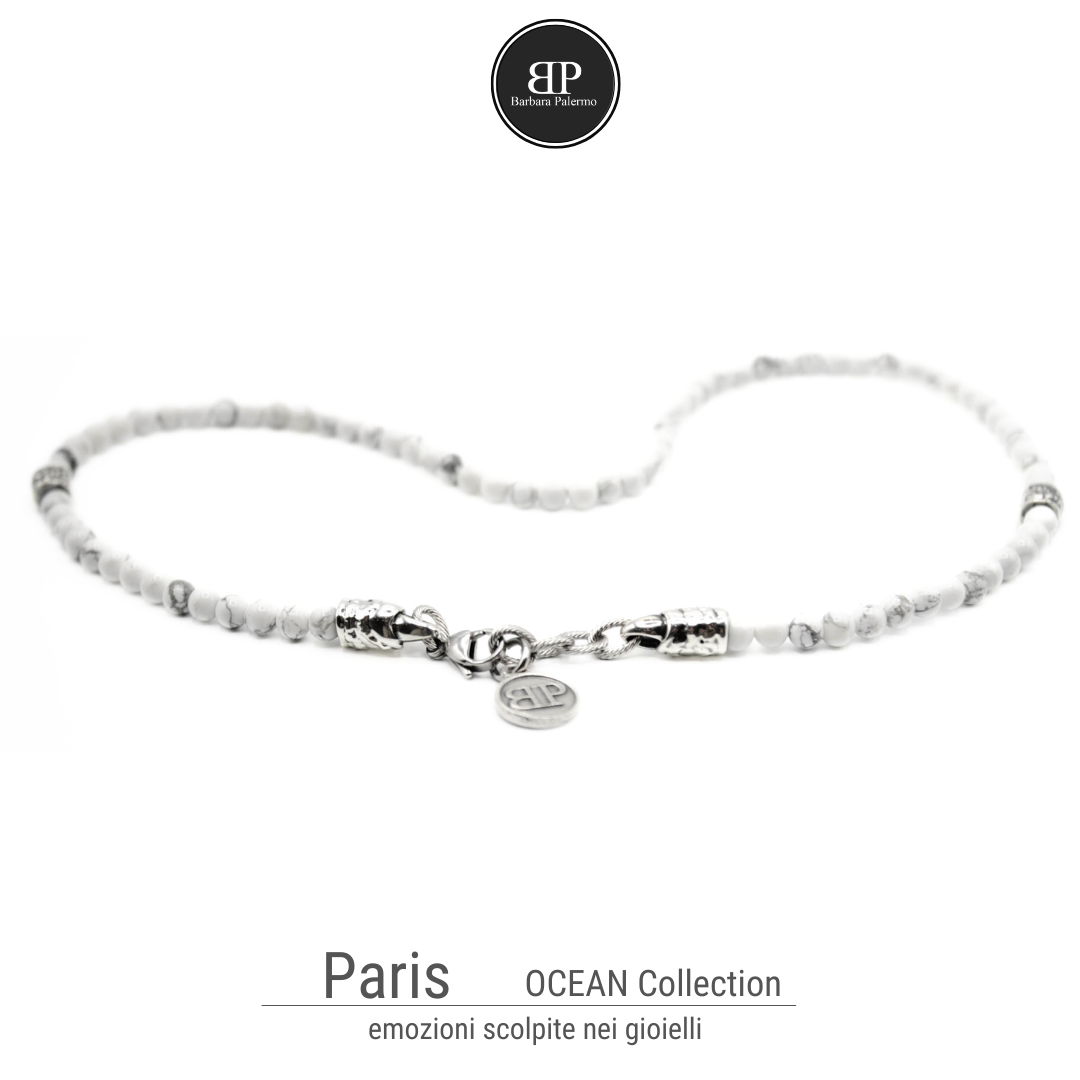 Paris: collana con pietre bianche Howlite