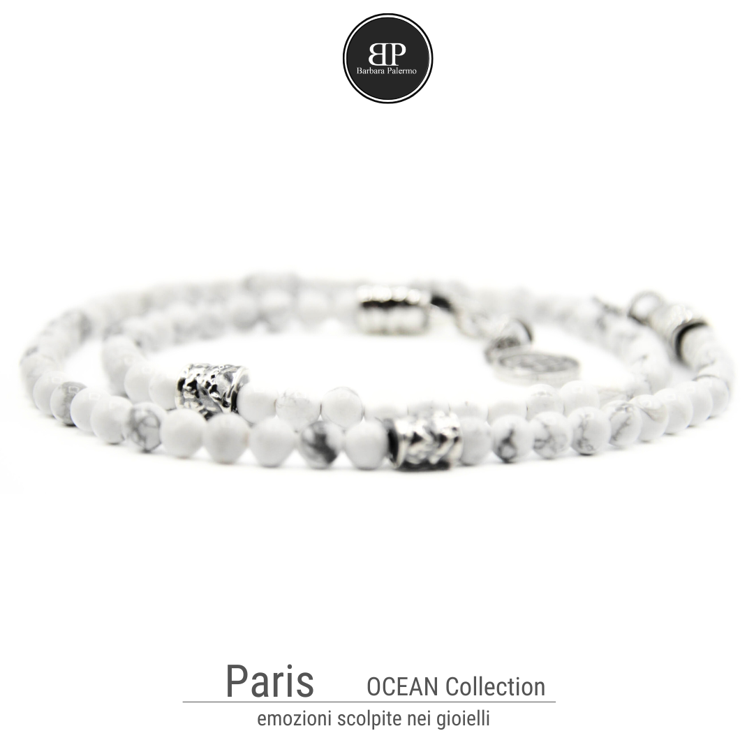 Paris: collana con pietre bianche Howlite