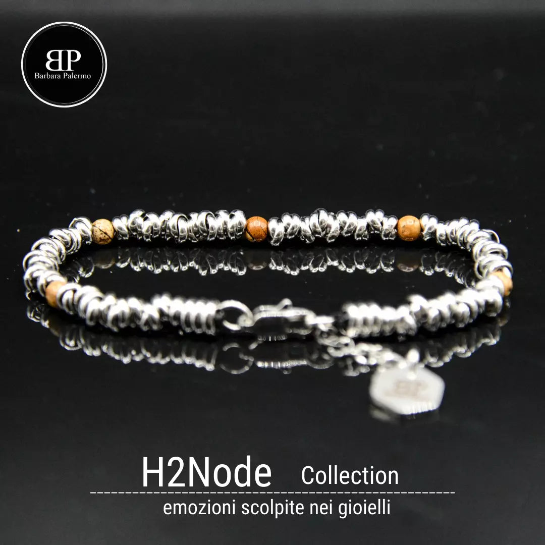 Bracciale H2Node con Pietra Paesina (Diaspro Paesaggio)