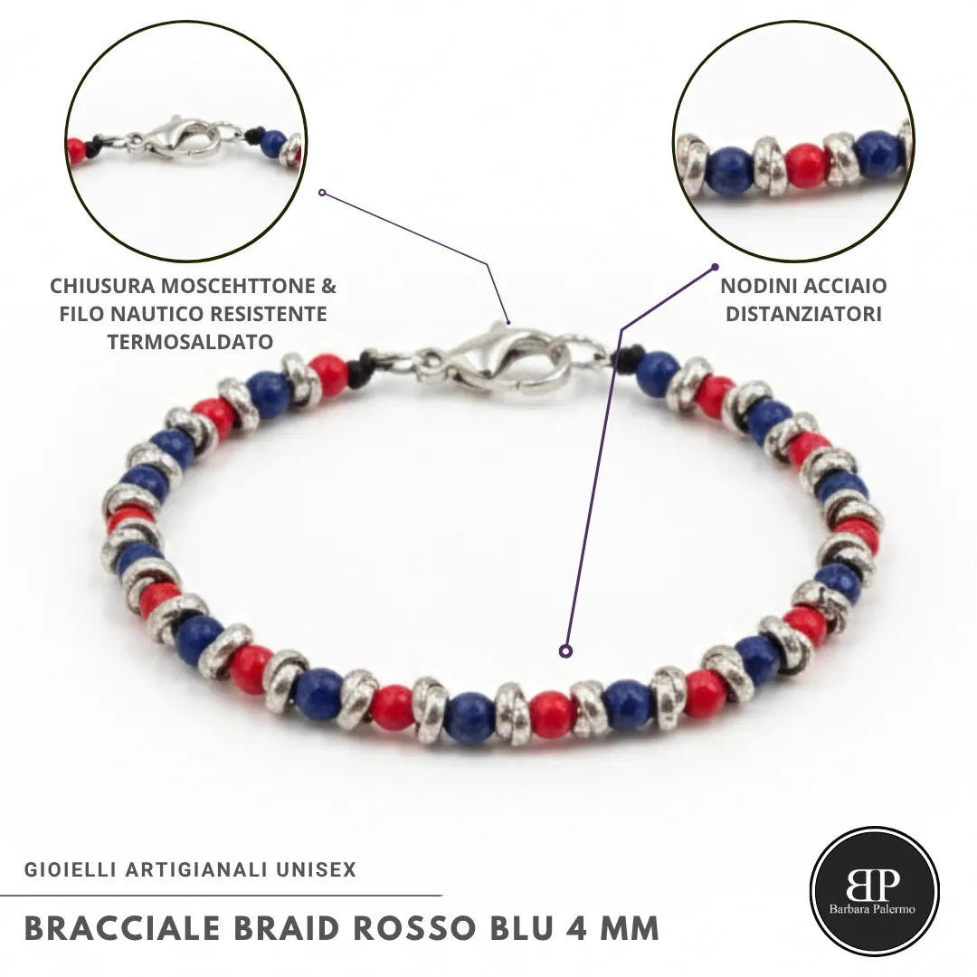 Rot-Blaues Bologna-Flechtarmband