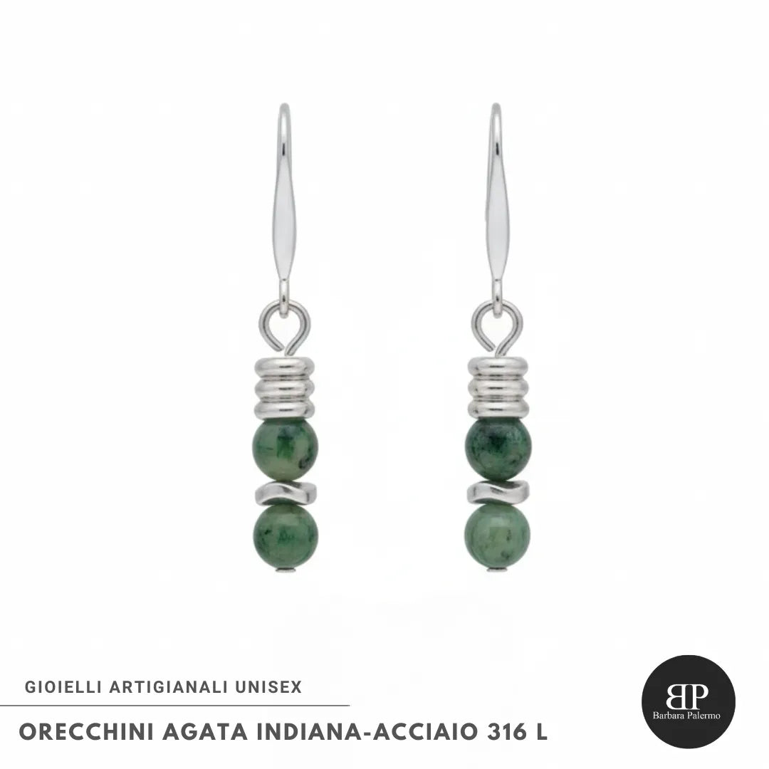 Orecchini Agata Indiana – Acciaio 316L