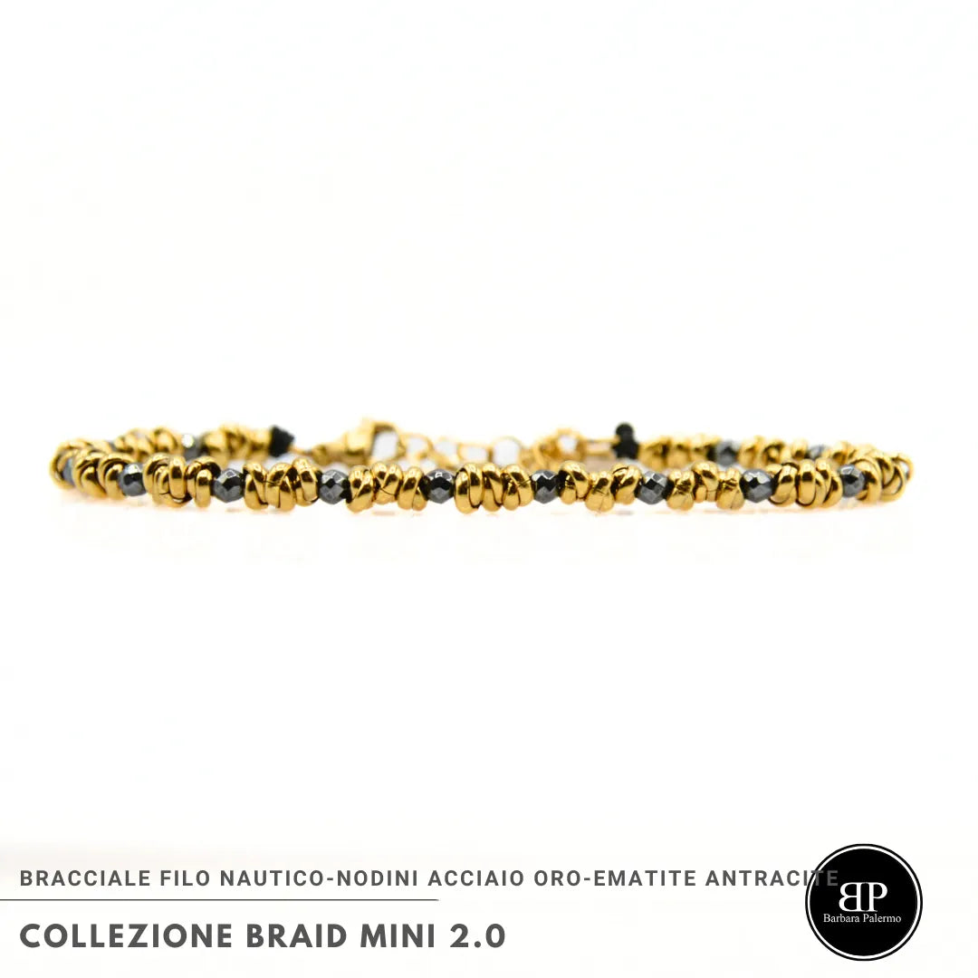Bracciale Braid Mini 2.0 – Eleganza Antracite & Oro