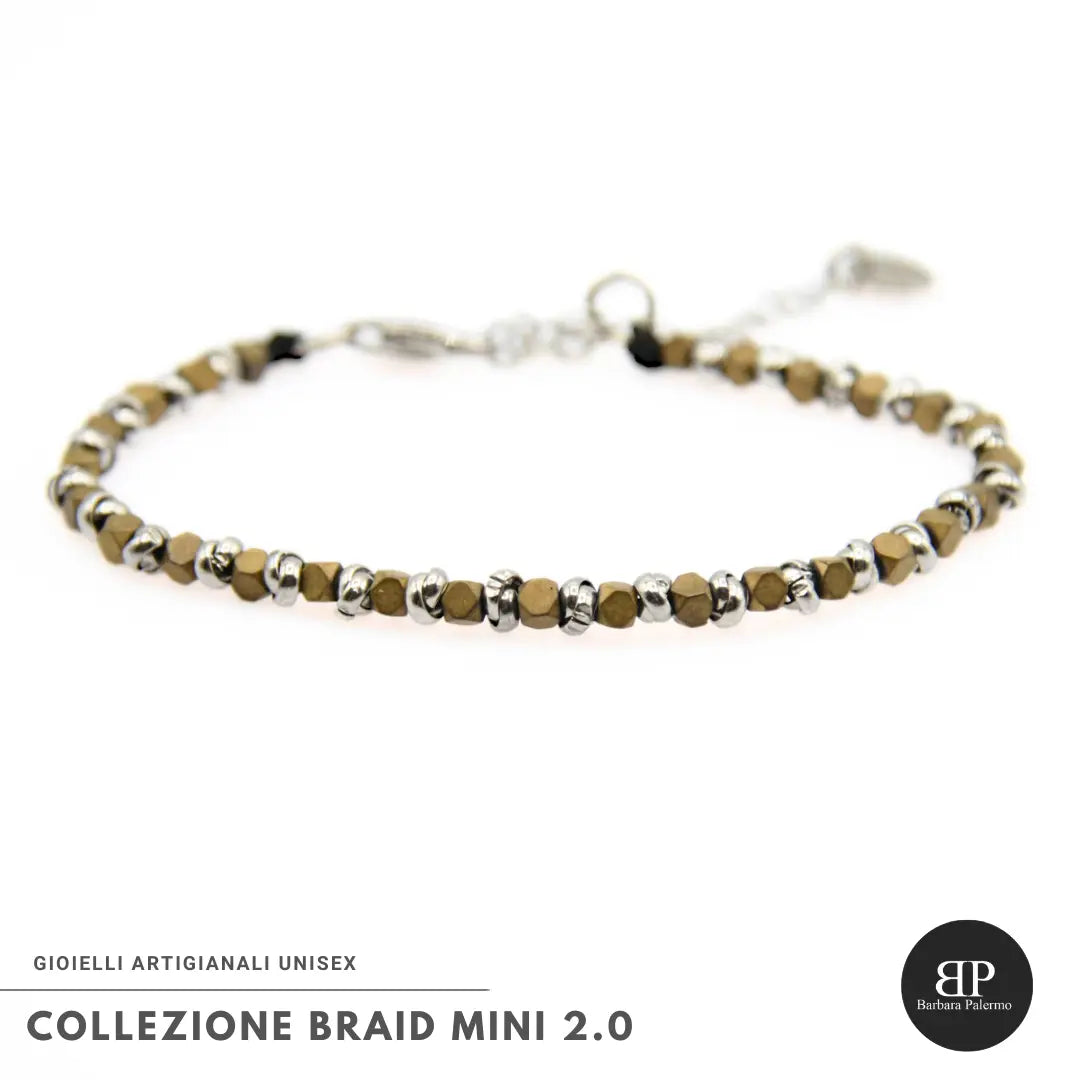 Bracciale Braid Mini 2.0 con Cubotti di Ematite Senape