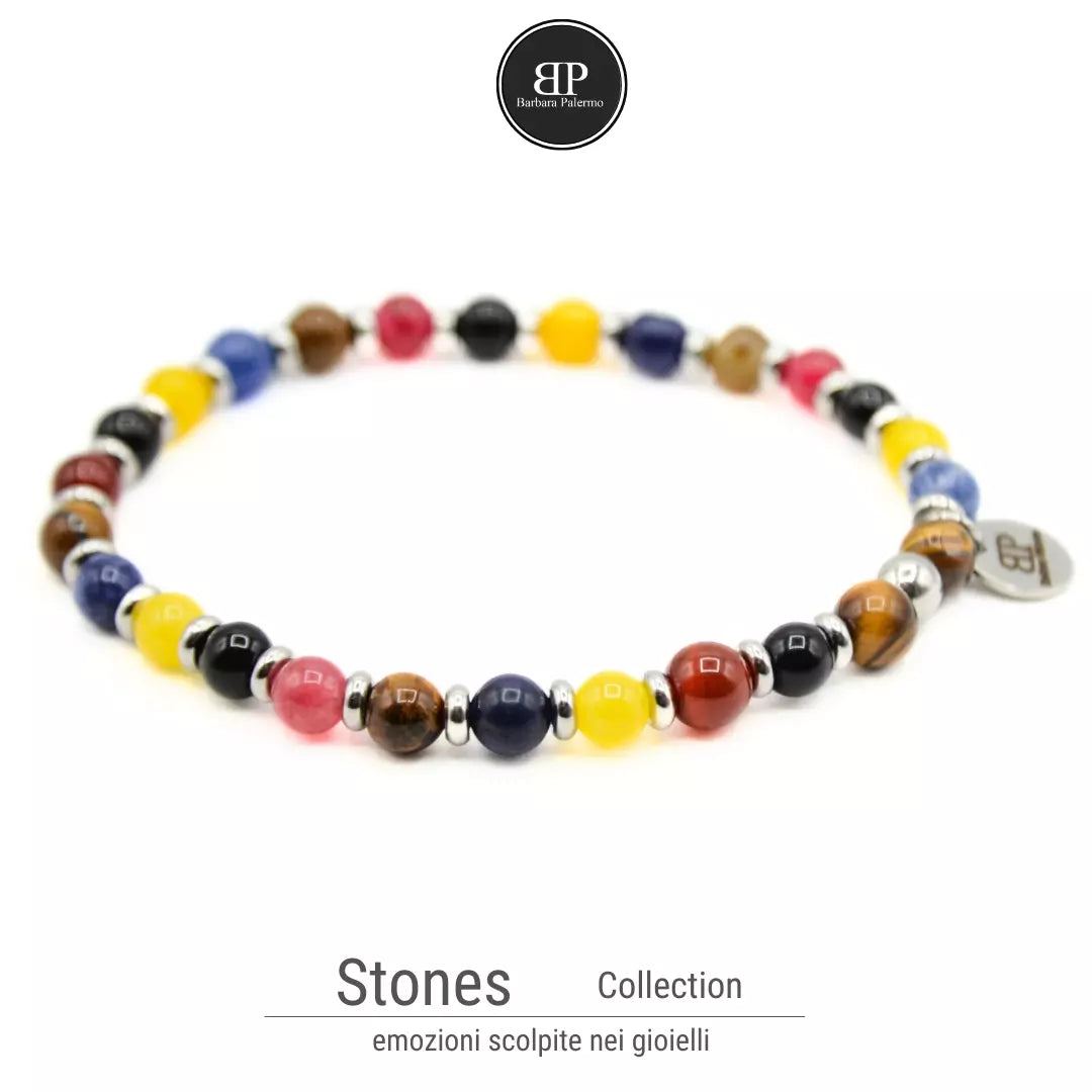Bracciale pietre colorate elastico
