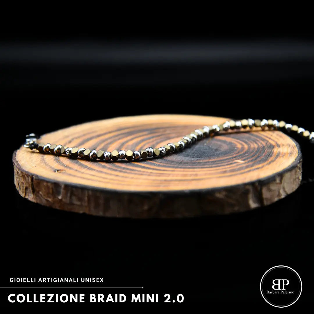 Bracciale Braid Mini 2.0 con Cubotti di Ematite Senape