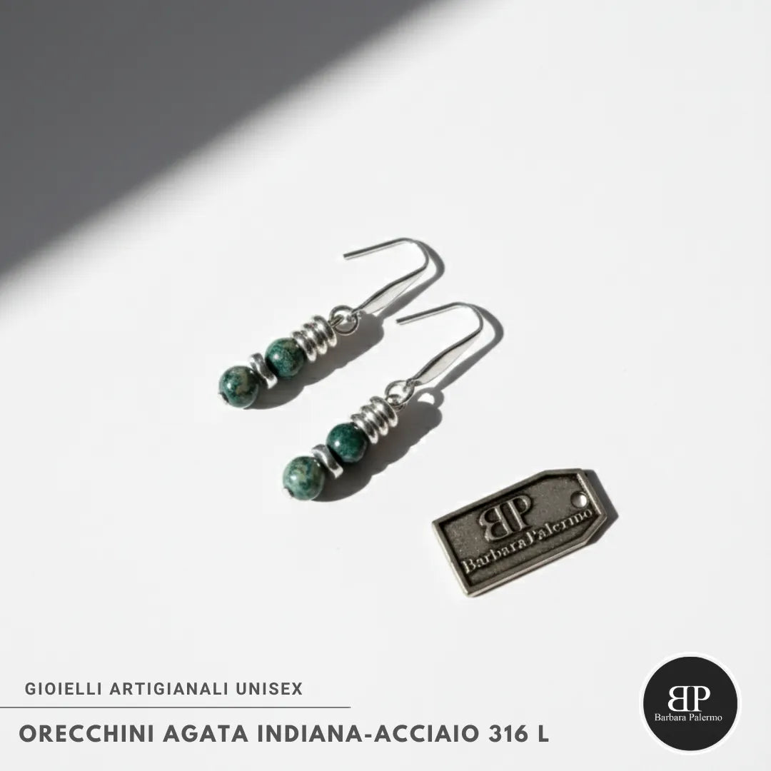 Orecchini Agata Indiana – Acciaio 316L