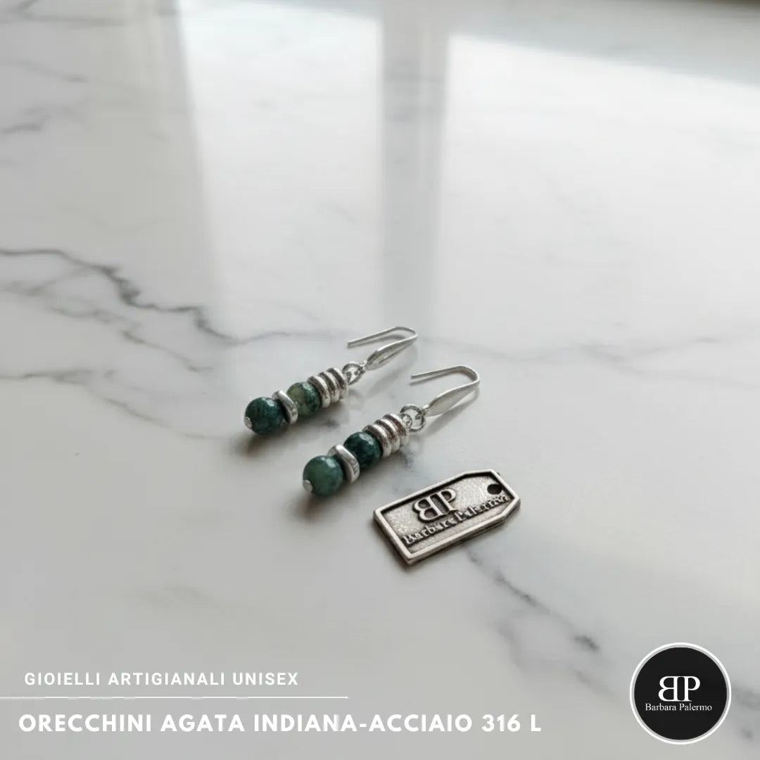 Orecchini Agata Indiana – Acciaio 316L