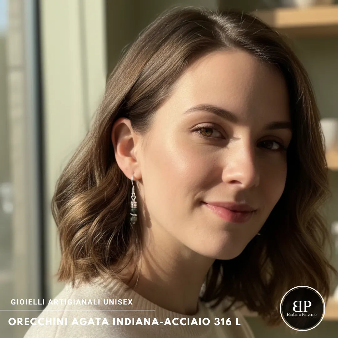 Orecchini Agata Indiana – Acciaio 316L