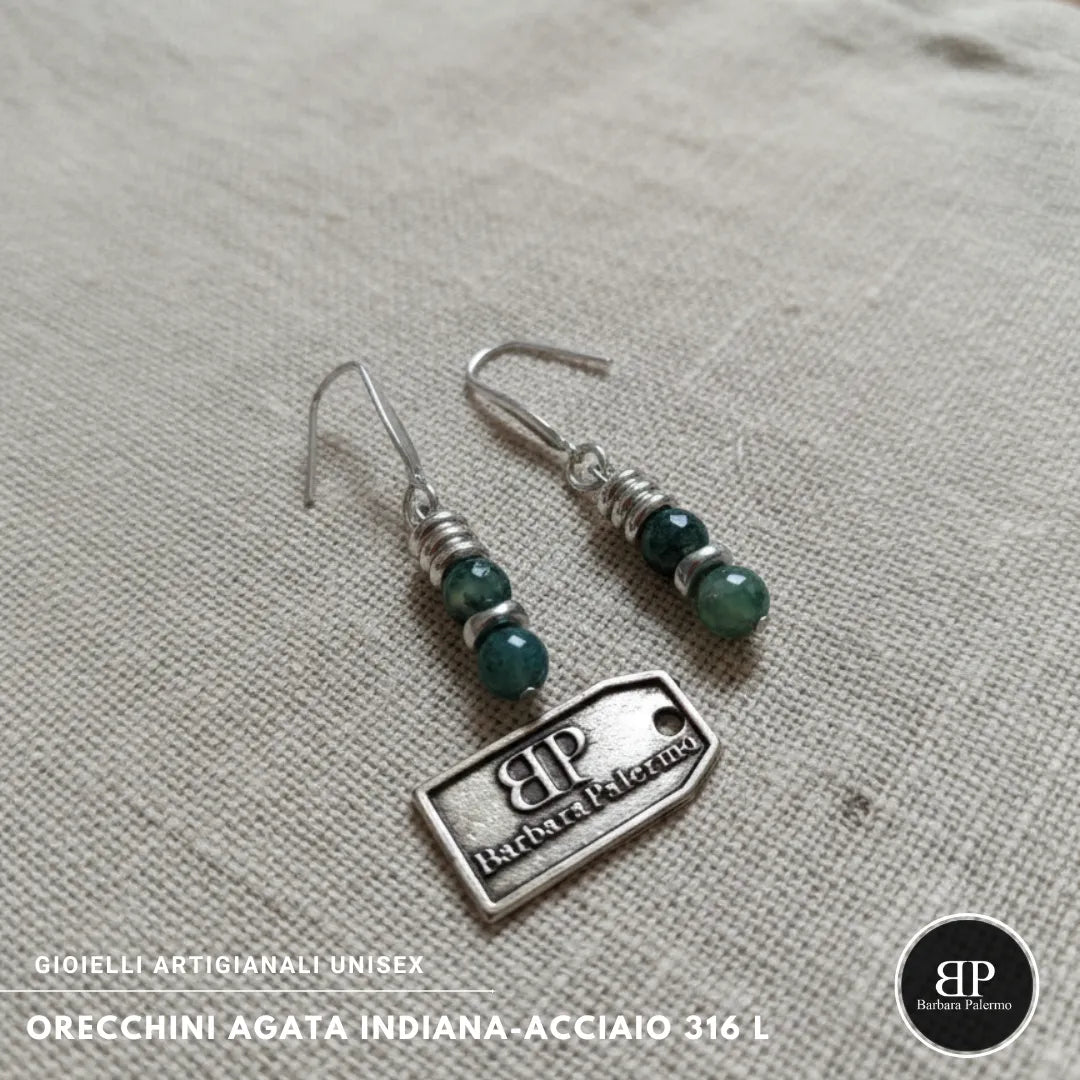 Orecchini Agata Indiana – Acciaio 316L