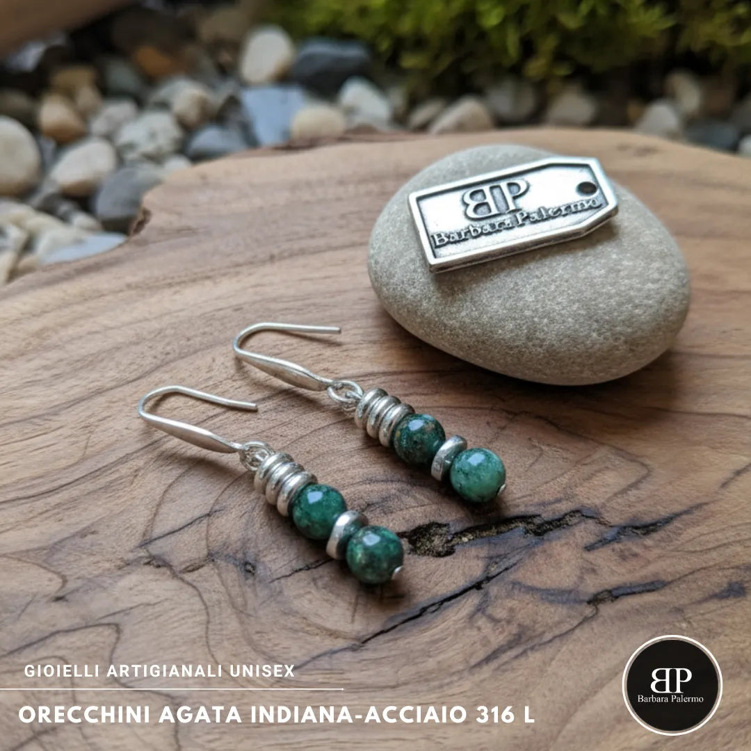 Orecchini Agata Indiana – Acciaio 316L