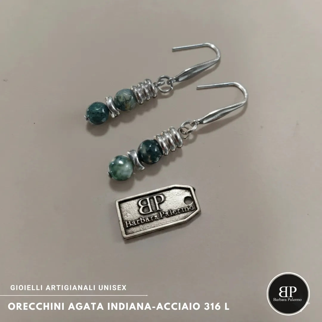 Orecchini Agata Indiana – Acciaio 316L