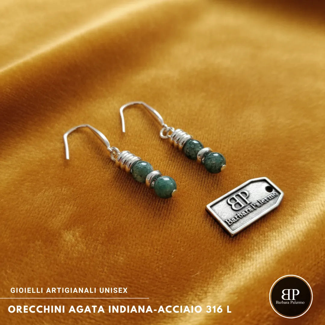 Orecchini Agata Indiana – Acciaio 316L