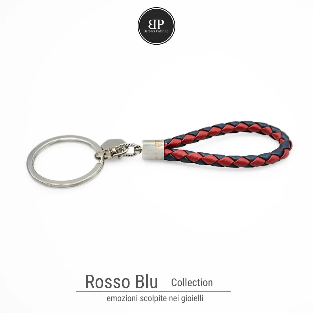 Portachiavi Rosso Blu in pelle - Dettaglio Elegante per Veri Tifosi
