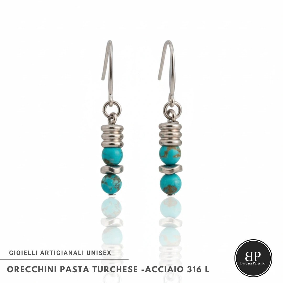 Orecchini Donna in Pasta Turchese e Acciaio 316L