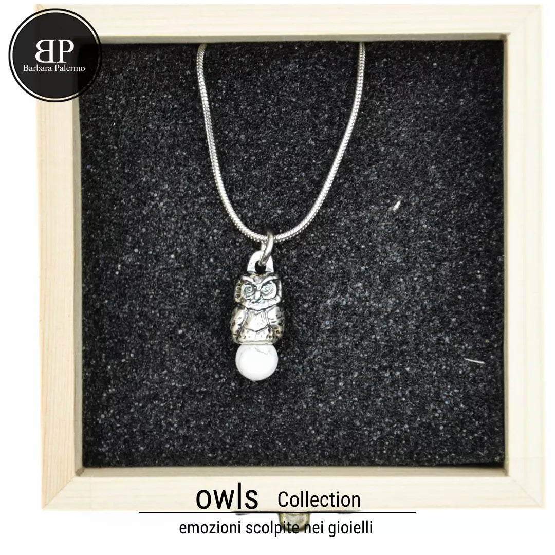Serenity: Collana Gufo con Pietra Howlite