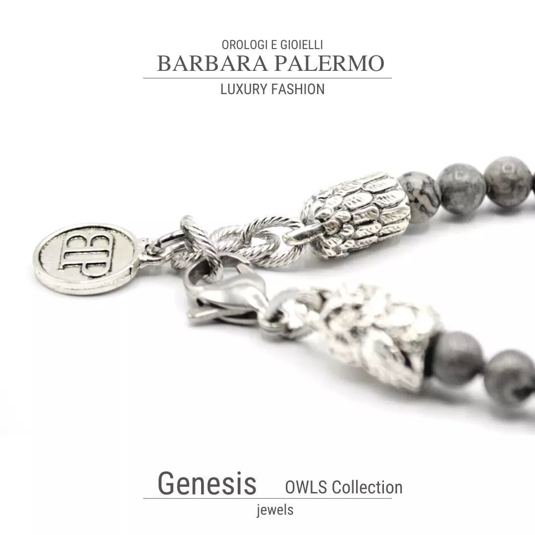Genesis: Bracciale Agata fossile con Gufo