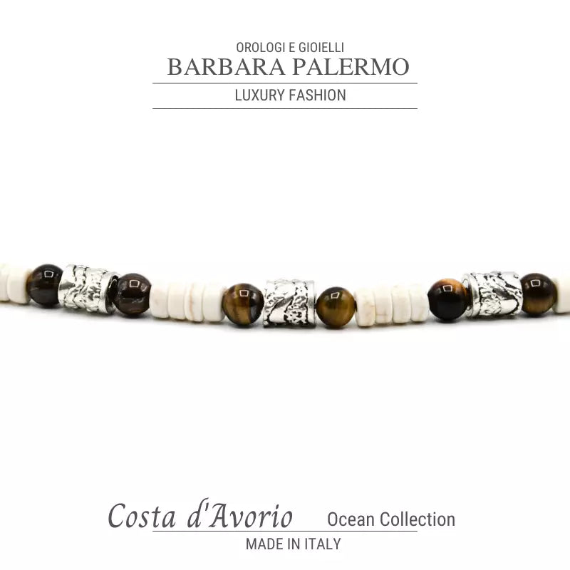 Bracciale Howlite e Occhio di Tigre Ocean Costa d'Avorio