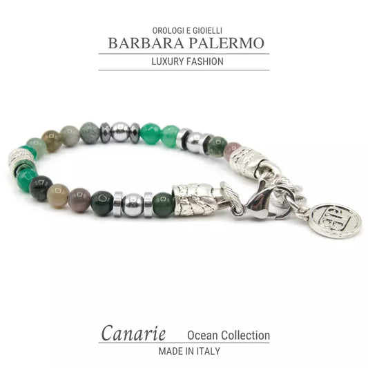 Bracciale Agata verde e indiana Ematite argento Ocean Canarie