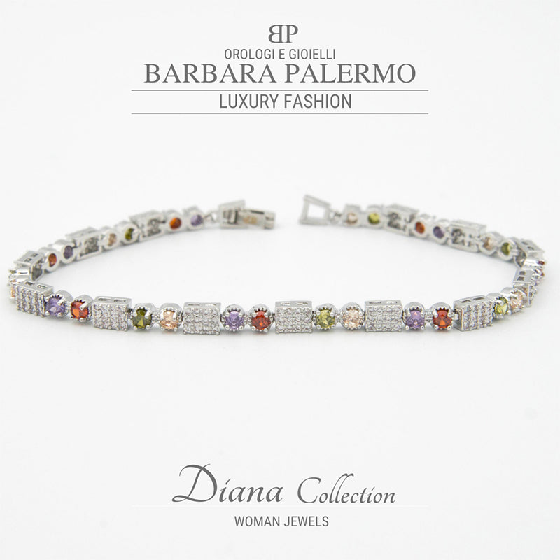 Diana Petit: bracciale con zirconi circolari colorati alternati a zirconi bianchi
