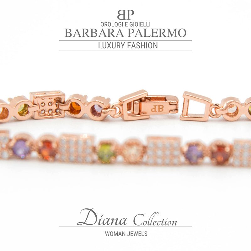 Diana Petit: con zirconi circolari colorati alternati a zirconi bianchi placcato oro rosa 18k