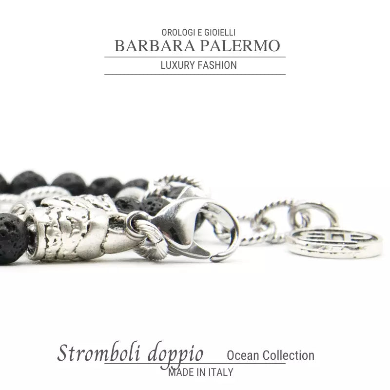 Ocean Stromboli Lava Stone Double Loop Armband