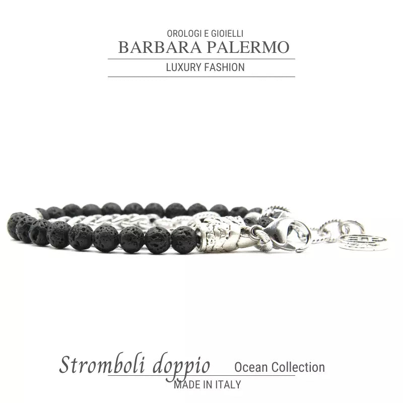 Ocean Stromboli Lava Stone Double Loop Armband