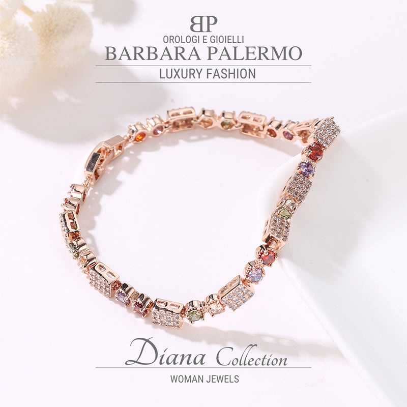 Diana Petit: con zirconi circolari colorati alternati a zirconi bianchi placcato oro rosa 18k