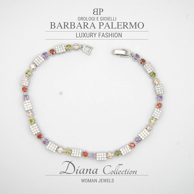 Diana Petit: bracciale con zirconi circolari colorati alternati a zirconi bianchi
