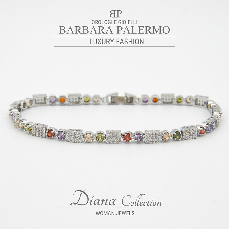 Diana Petit: bracciale con zirconi circolari colorati alternati a zirconi bianchi