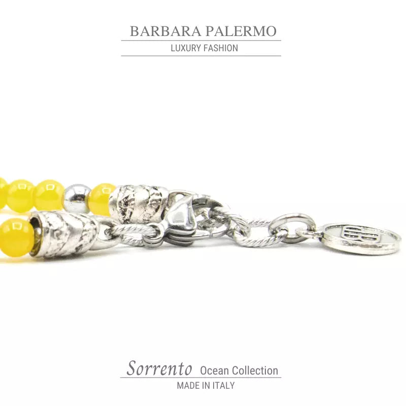 Sorrento-Gelb-Armband. Gelbe Glasjade, Lavastein, Aulit