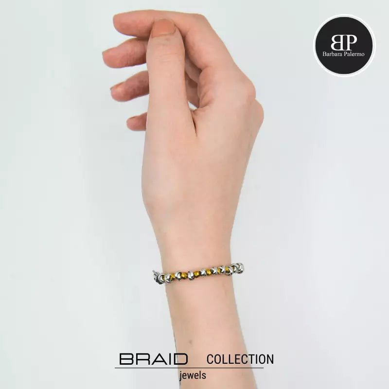 Bracciale nautico acciaio ed ematite Braid oro