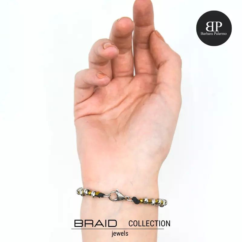 Bracciale nautico acciaio ed ematite Braid oro