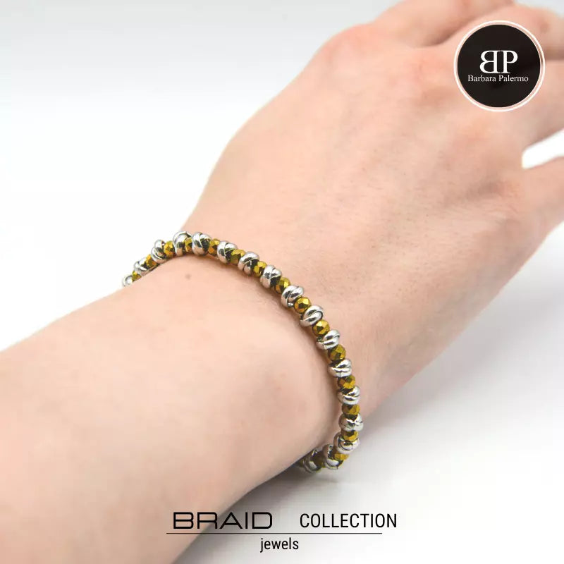 Bracciale nautico acciaio ed ematite Braid oro