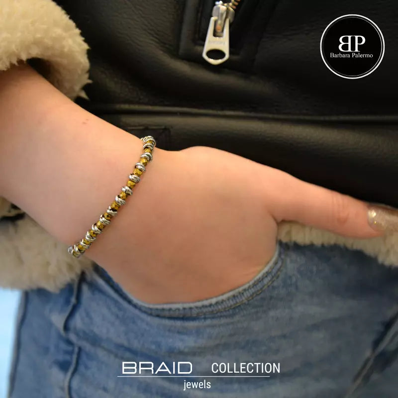 Bracciale nautico acciaio ed ematite Braid oro