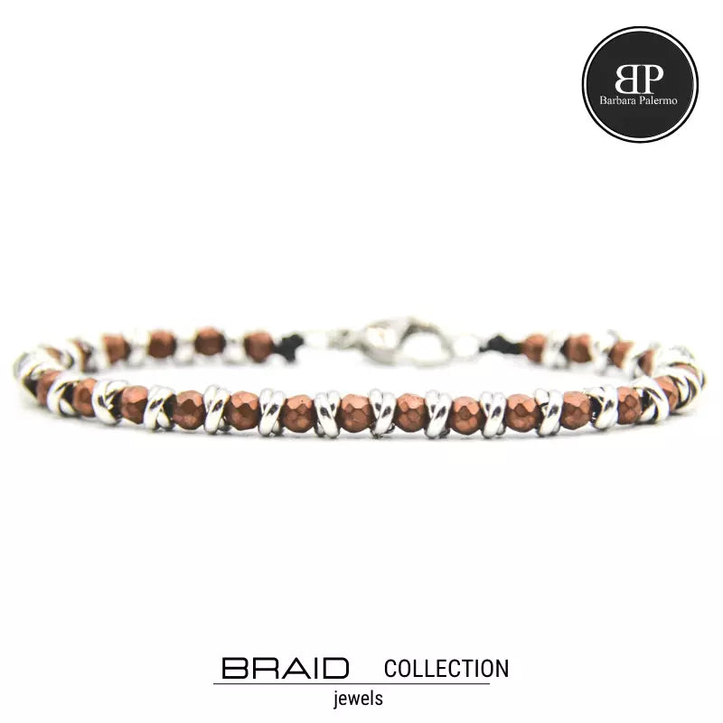 Bracciale nautico acciaio ed ematite Braid Terra Cotta