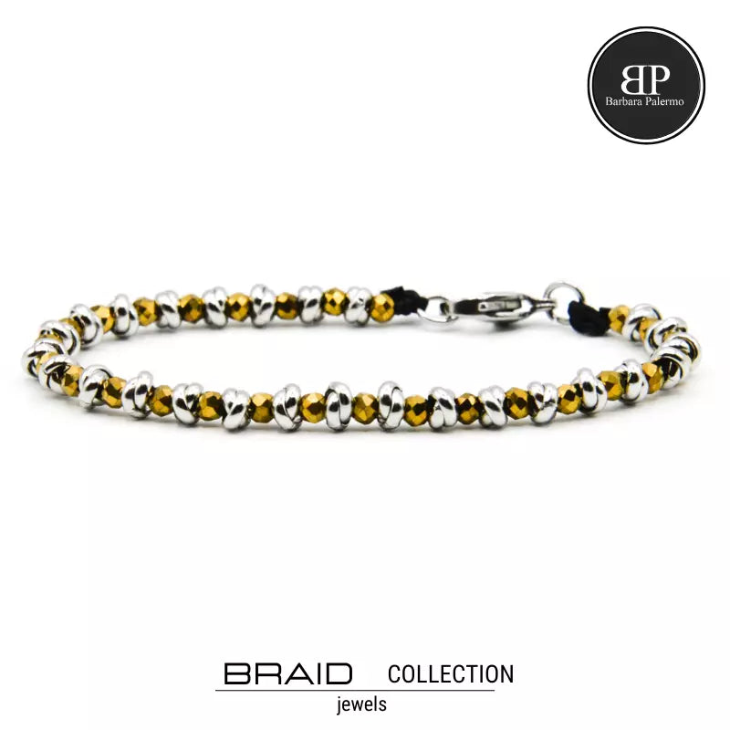 Bracciale nautico acciaio ed ematite Braid oro