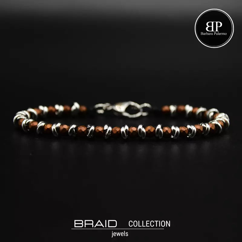 Bracciale nautico acciaio ed ematite Braid Terra Cotta