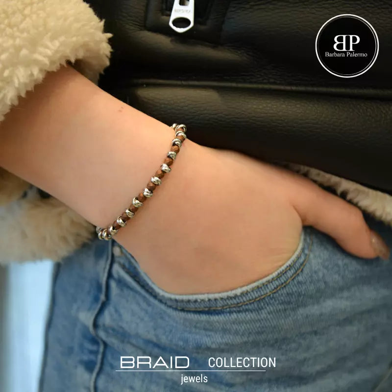 Bracciale nautico acciaio ed ematite Braid Terra Cotta