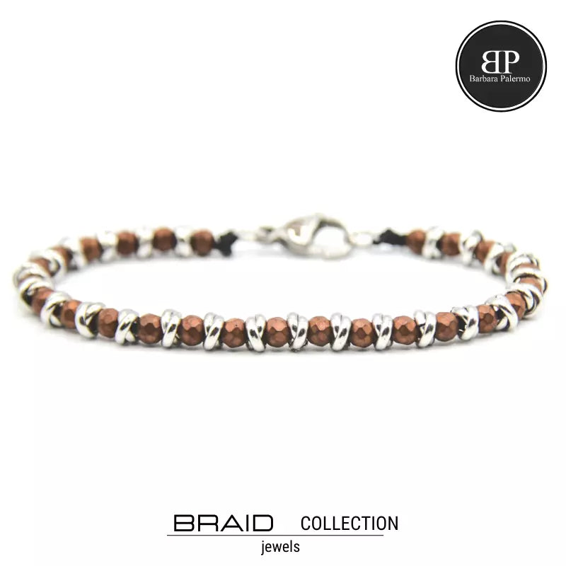 Bracciale nautico acciaio ed ematite Braid Terra Cotta