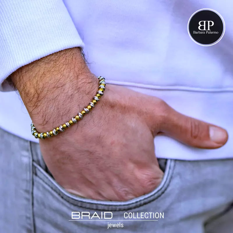 Bracciale nautico acciaio ed ematite Braid oro
