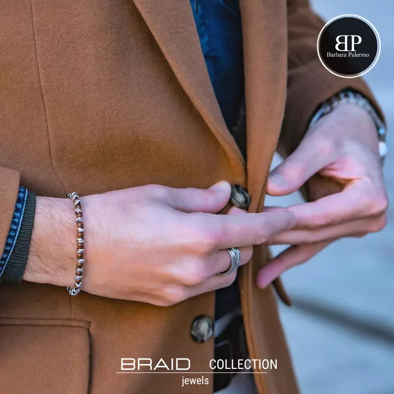 Bracciale nautico acciaio ed ematite Braid Terra Cotta