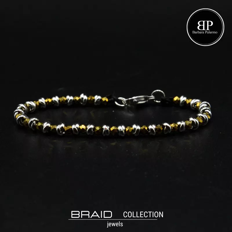 Bracciale nautico acciaio ed ematite Braid oro
