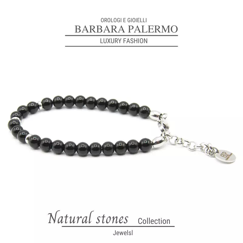 Stones: bracciale Onice nero moschettone