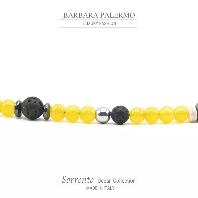 Sorrento-Gelb-Armband. Gelbe Glasjade, Lavastein, Aulit
