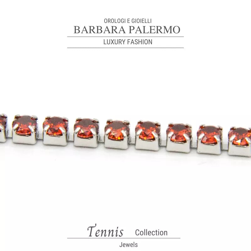 Bracciale tennis rosso in acciaio con zirconi Red Steel
