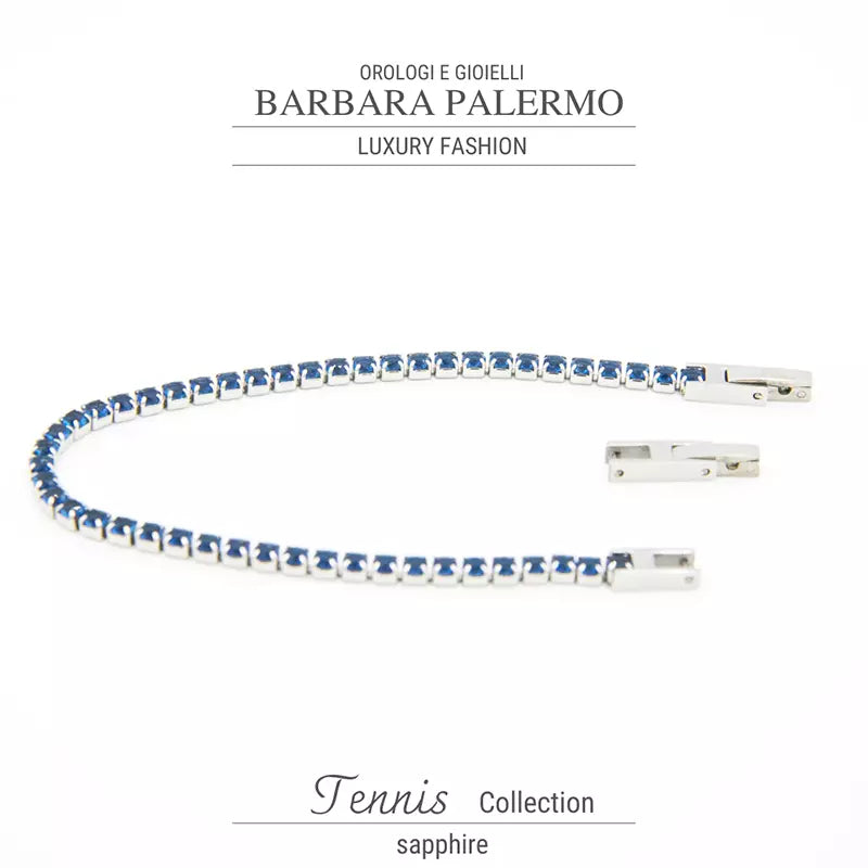 Blaues Tennisarmband aus 316-L-Stahl, PVD-titanbeschichtet