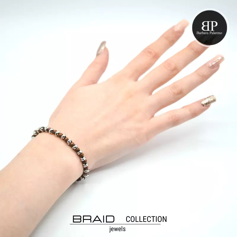 Bracciale nautico acciaio ed ematite Braid Terra Cotta