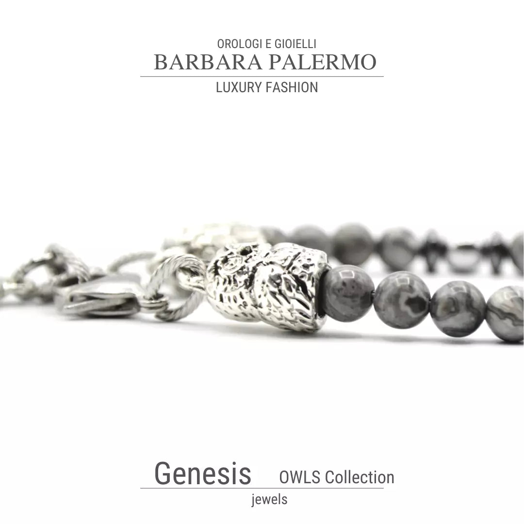 Genesis: Bracciale Agata fossile con Gufo